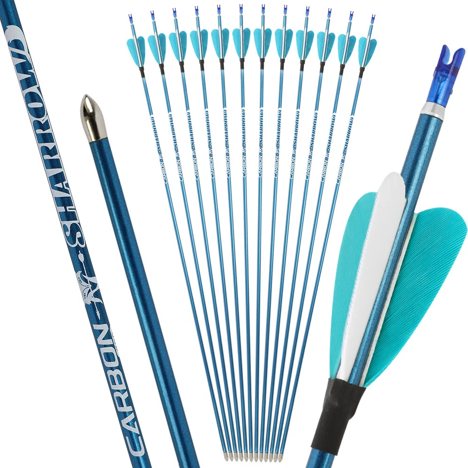 31" Pure Carbon Arrows SP400-1000 Shaft 2" Feathers ID4.2mm Archery Bow Hunting - Image 3 of 4