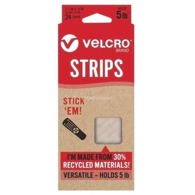 Lot of 2 VELCRO Brand 2 1/2 X 3/4 Tape ECO 24 Ct Strips