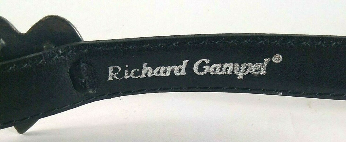 Vintage Richard Gampel Black Belt W Silver Hearts Vintage Richard Gampel France Black & Silver Leather Beaded  main image 3