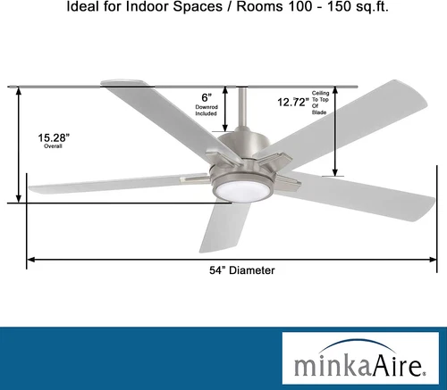 F619L-BN Stout 54" Ceiling Fan with LED Light and Remote Control in Brushed Nick - Picture 5 of 9