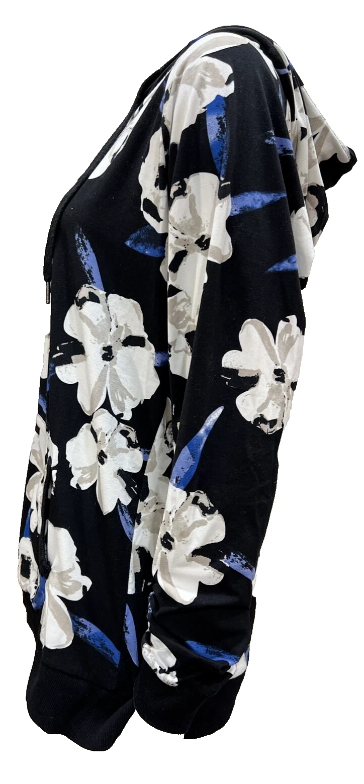 OFF WHITE Felpa con cappuccio LILDY donna blu nero avorio floreale super morbida in ottime condizioni