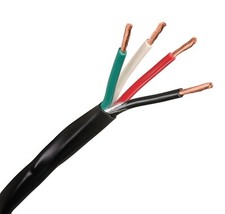 16/4 CL3 IN-WALL 16 AWG Gauge 4 Conductor PURE COPPER Speaker Wire Black - 50FT