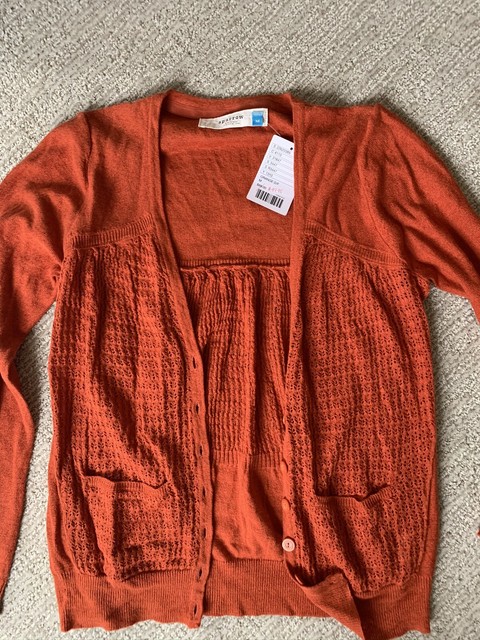 rust colored cardigan