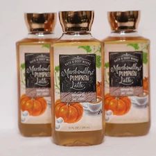 Bath & Body Works Marshmallow Pumpkin Latte 10 oz Shower Gel Set of 3 Bottles