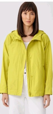 Eileen Fisher Light Rain jacket Cotton Nylon sz XL Chartreuse