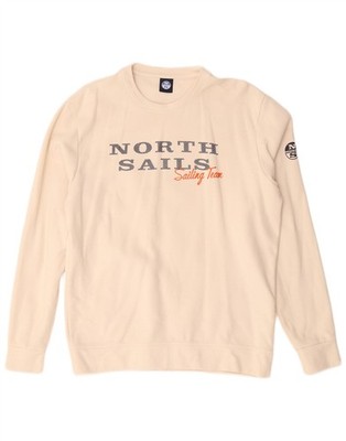 North Sails Mens Graphic Sweatshirt Jumper XL Off White Cotton JD12