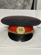 UdSSR Russland Offiziers Schirmm&uuml;tze rot/schwarz Kokarde Kinnriemen 1990 Gr.54