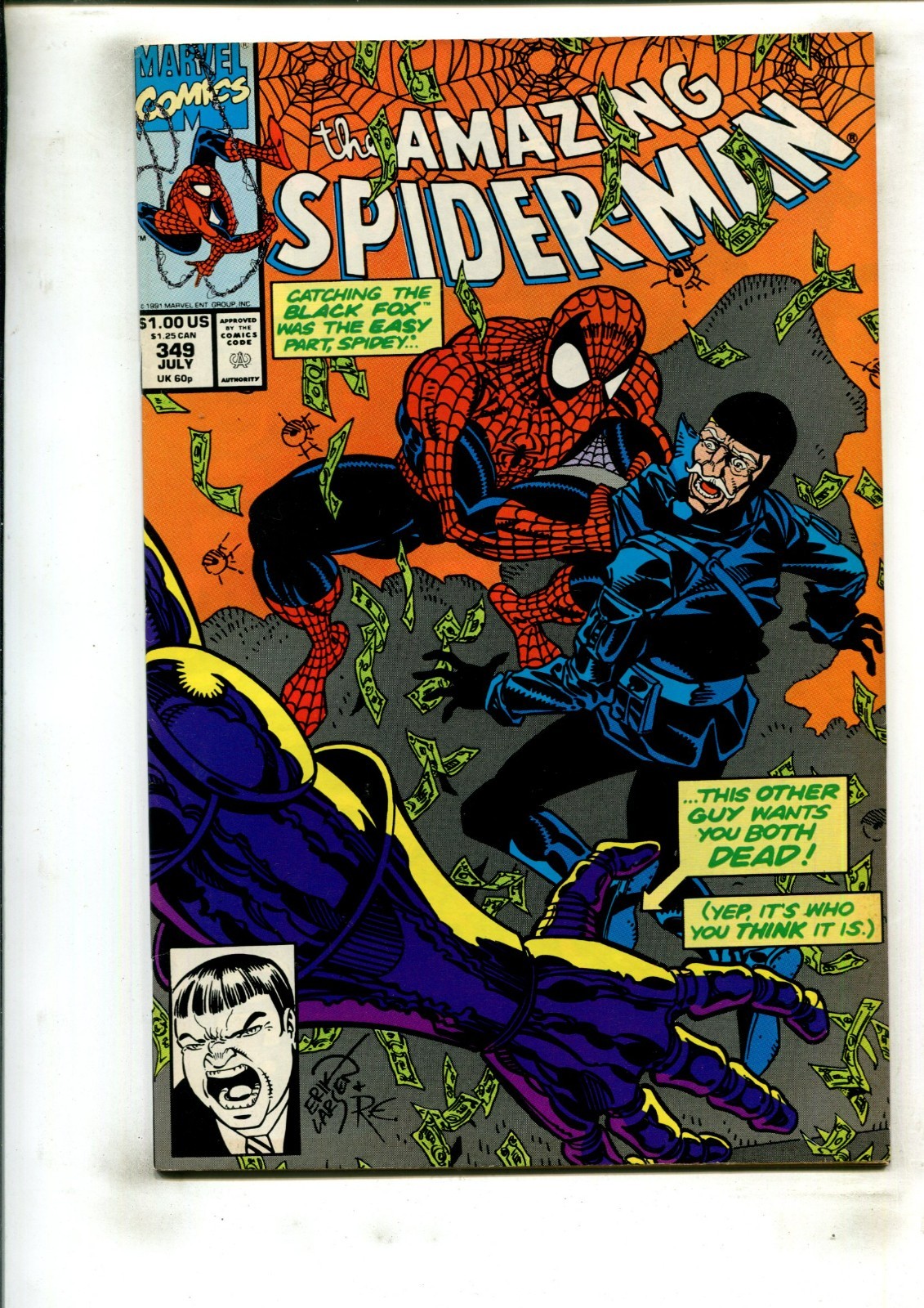 AMAZING SPIDER-MAN #349 (9.2) MAN OF STEAL!! 1991