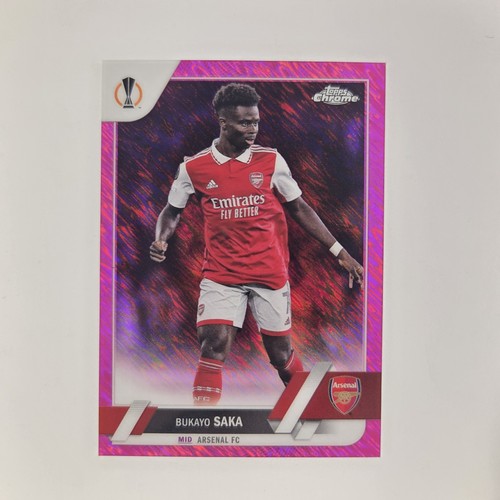 2022-23 Topps Chrome UEFA Bukayo Saka Pink Shimmer Refractor /250 #25 Arsenal