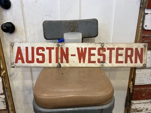 Vintage Austin-Western Porcelain Sign, Burdick Chicago 30"