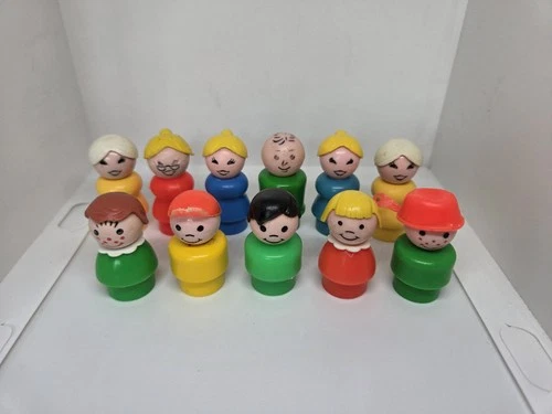 Vintage Fisher Price little people lot/11 plastic Man/Dad Woman/Mom Boys Girls