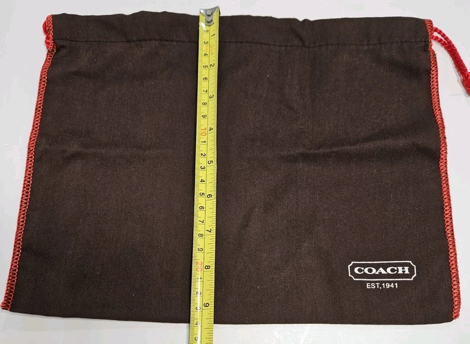Coach Pequeña Bolsa para el Polvo Cartera Cubierta para el Polvo Marrón Cordón Bolsa de Algodón 12" x 9.5" Foto 4 de 4