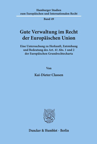 Kai-Dieter Classen | Gute Verwaltung Im Recht Der Europäischen Union. | Buch-image