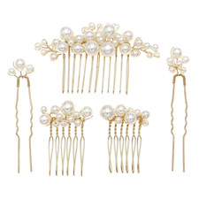 Pearl Hair Combs and Hair Pins for Bridal Women, Decorative Hair Accessories for
