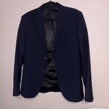 Zara Men Blazer Navy Wool Blend Size36 Modern