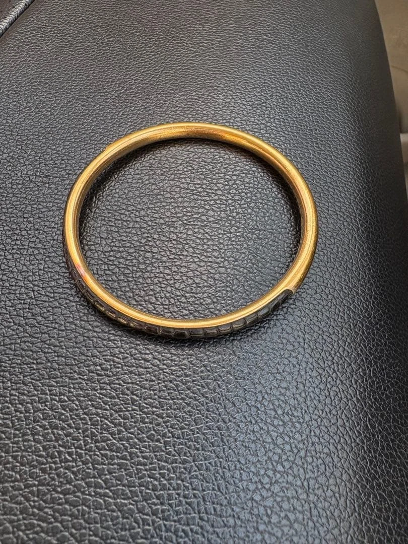 アクセサリー OLD GUCCI Leather Gold Bangle Bracelet Vintage Gucci Red Leather Bangle Bracelet | 1970s GG Logo – 24