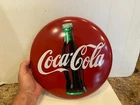 Vintage 1990 Coca-Cola 12" Round Metal Iconic Tacker-Type Domed Coke Sign