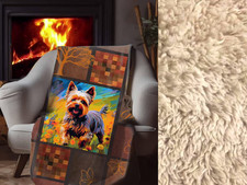 Cozy Yorkshire Terrier Sherpa Blanket Soft Pet Lover Gift