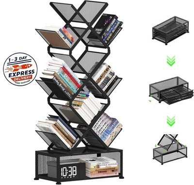 Estantería de 9 niveles con espacio de almacenamiento, estantería plegable