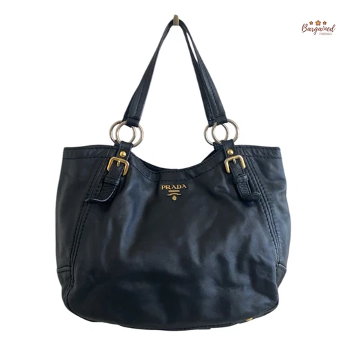 Autentica borsa hobo grande PRADA in pelle nera