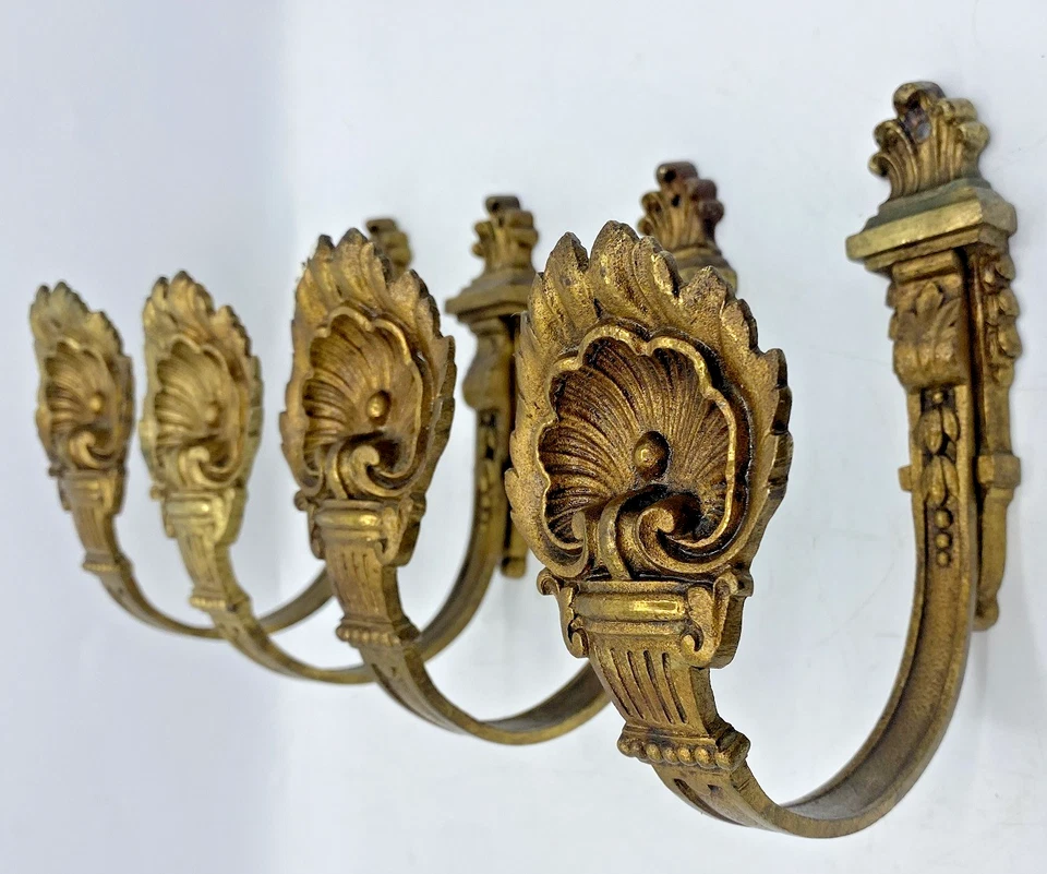 4 big antique french hooks lot 19th century bronze Louis XV style - Image 2 of 4