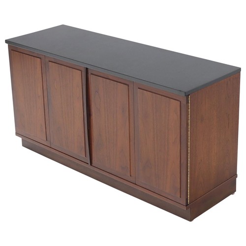 Walnut Base Petit Credenza with Slate Top TV Stand Cabinet Console Table - Picture 1 of 11