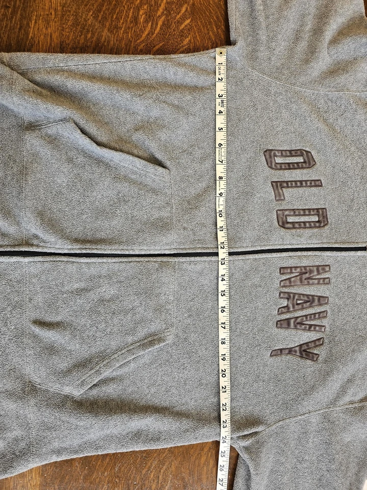 Antigua Sudadera con Capucha Azul Marino Para Hombres XL Gris Cremallera Completa Polar Bordada Deletrear Chaqueta Bolsillo Foto 3 de 4