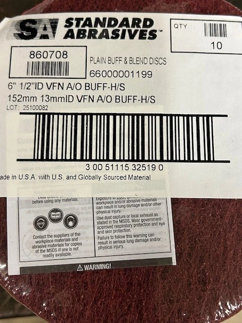 6" X 1/2 STANDARD ABRASIVE BUFF AND BLEND DISC MAROON VFN A/O 860708 10 PACK - Image 2 of 2