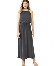 GAP Washed Grey High Neck Elastic Waist Modal Maxi Dress Sz S/XS Minimalist 