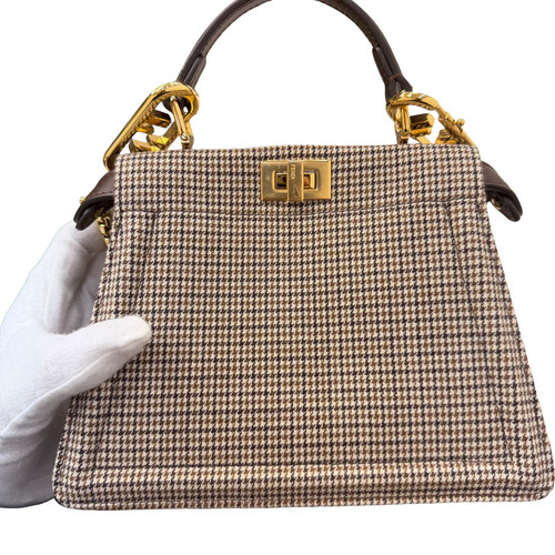 Fendi Peekaboo ISeeU Shoulder Bag Petite Brown Fabric Unused
