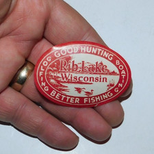 NEAT VINTAGE RIB LAKE WISCONSIN HUNTING FISHING DECAL OR STICKER
