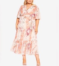 City Chic Stephanie Patchwork Floral Belted Maxi Dress SZ XXL/24 NWOT