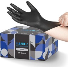 Black Nitrile Disposable Gloves Large 50 Ct BBQ Tattoo Hair Dye Cooking