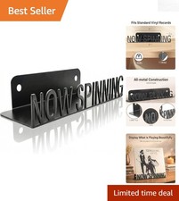 Now Spinning Wall-Mount Vinyl Record Stand - Modern Black Metal Display
