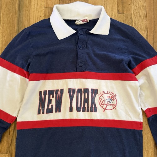 Camisa Polo de Rugby de los Yankees de Nueva York Años 90 Y2K De Colección HECHA EN EE. UU. S/M EXCELENTE - Imagen 2 de 5