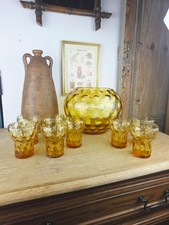 Service sangria italien années 70 verre fumé – saladier + 8 verres vintage