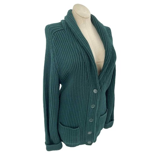 Vintage 70s Green Cardigan Sweater Vneck with Pockets Buttons Sears Size S M - Picture 14 of 14