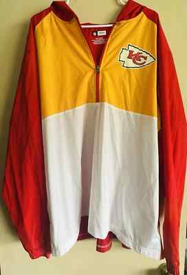 Kansas City Chiefs NFL Nylon 1/2 Zip Jacket Hooded Windbreaker