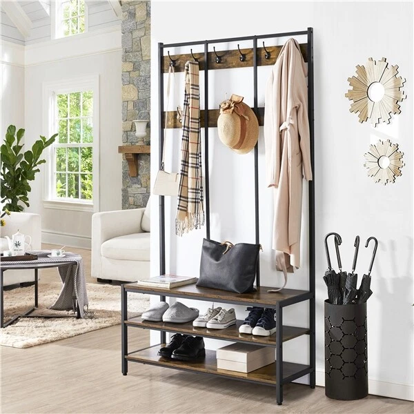 Antique entryway hotsell bench coat rack