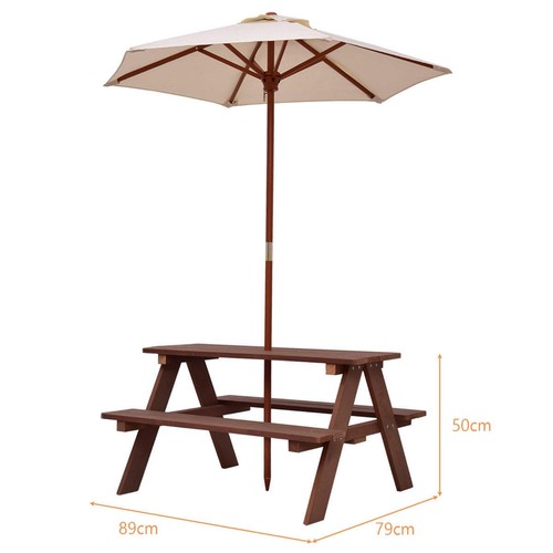 NNECW 3 in 1 Kids Picnic Table with Removable Umbrella for Garden/ Yard - 第 4/9 張圖片