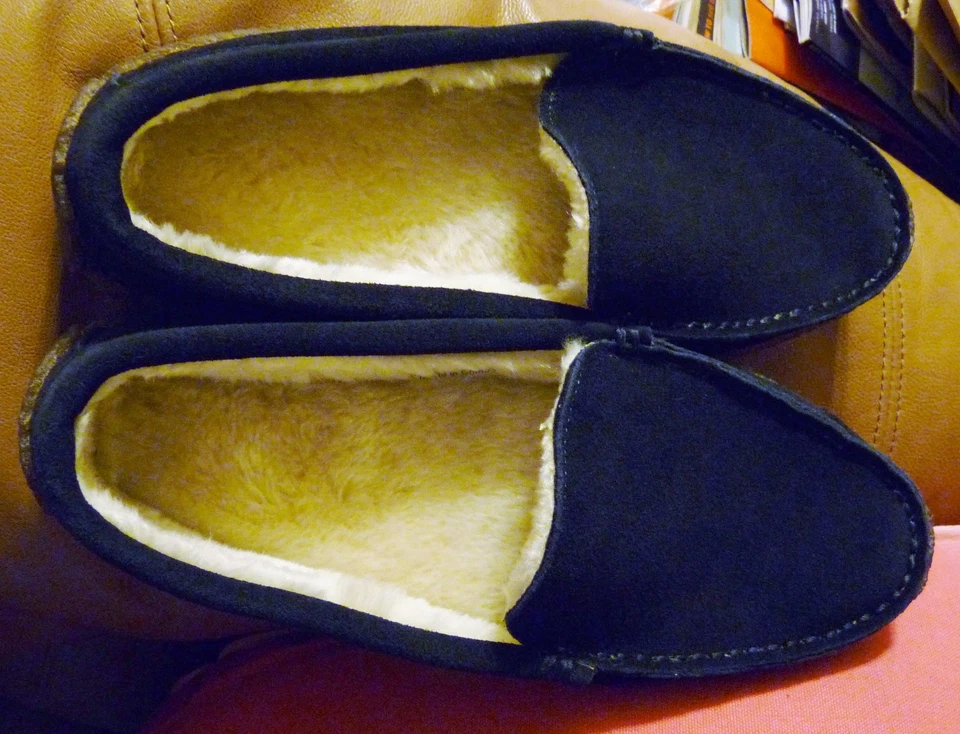 全新 J.Crew 男式剪绒拖鞋 8 JCrew 男式麂皮绒拖鞋懒人海军蓝 — 第 4/4 张图片