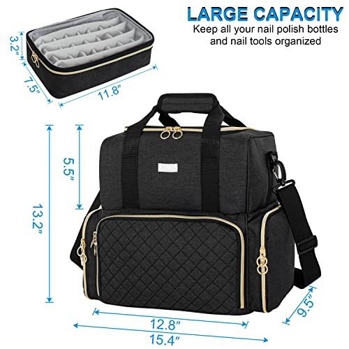 Nail Polish Organiser Bag,Large Nail Kit Bag Holds 80 Bottles and a Nail - Picture 2 of 5