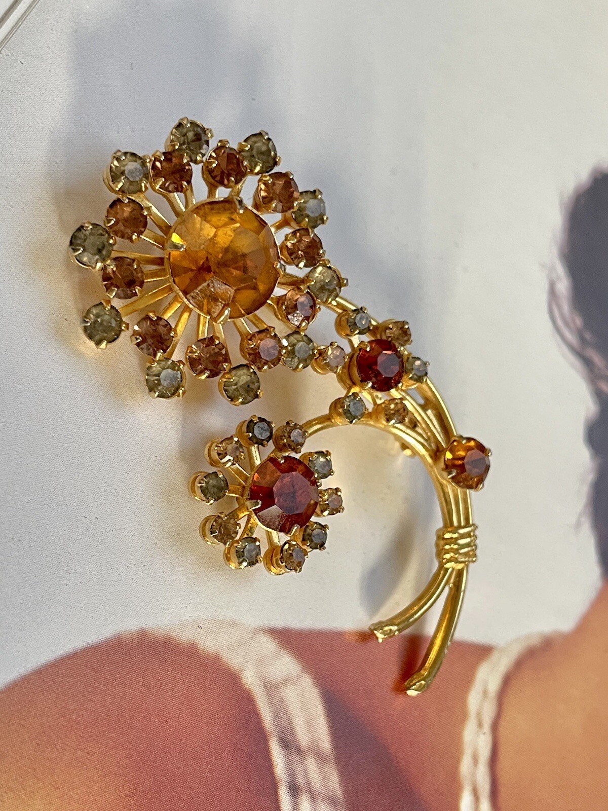 Antique Ameri Brooch Star Stones Estate Vintage F… - image 1