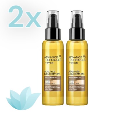 2x Avon Absolute Nourishment Argan and Coconut Treatment Oil 100ml | Pack of 2 