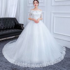 Off-Shoulder WeddingDresses White/Ivory Lace Applique Princess BridalGown Custom