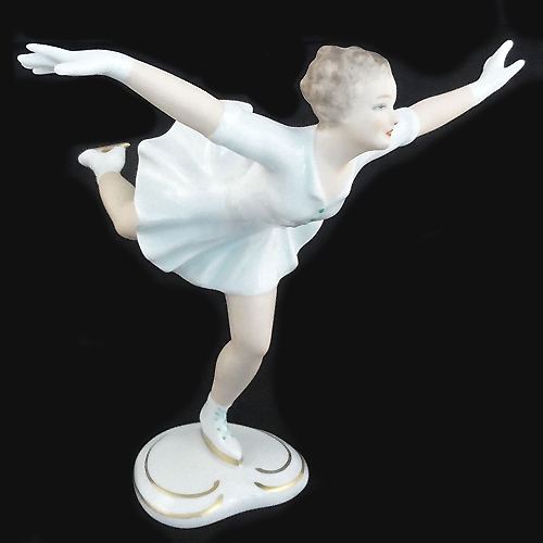 ICE SKATER Figurine Wallendorf REPAIRED 6.75 ICE SKATER Figurine Wallendorf REPAIRED 6.75
