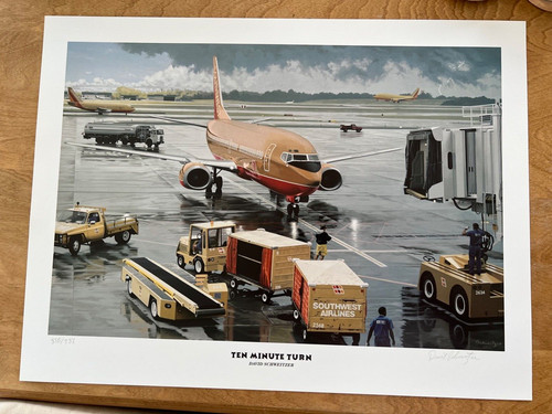 Aviation Art Print Southwest Airlines SWA Boeing 737 "Ten Minute Turn" Ltd. ed.