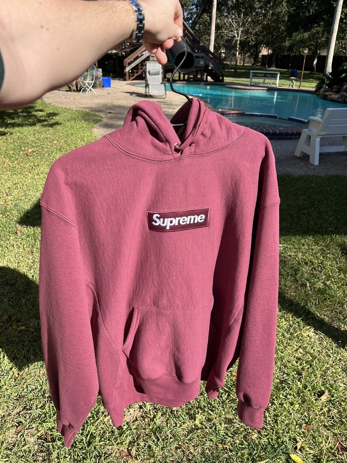 Supreme Box Logo Hooded Sweatshirt Plum-