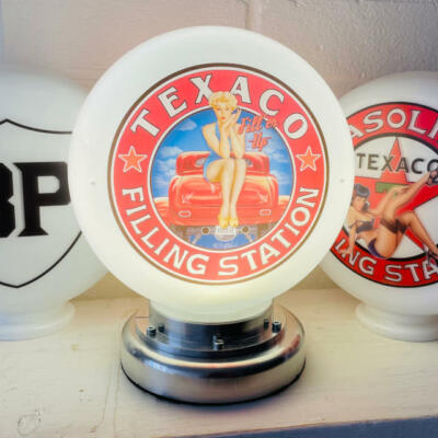 Texaco Tankstelle 'Fill er up' Mini Gaspumpe Globe Legierung LED Lampe USB Power