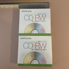 Memorex 5 pack high speed Ultra Rapide 12x 700MB 80min. CD-RW Pack Of 2